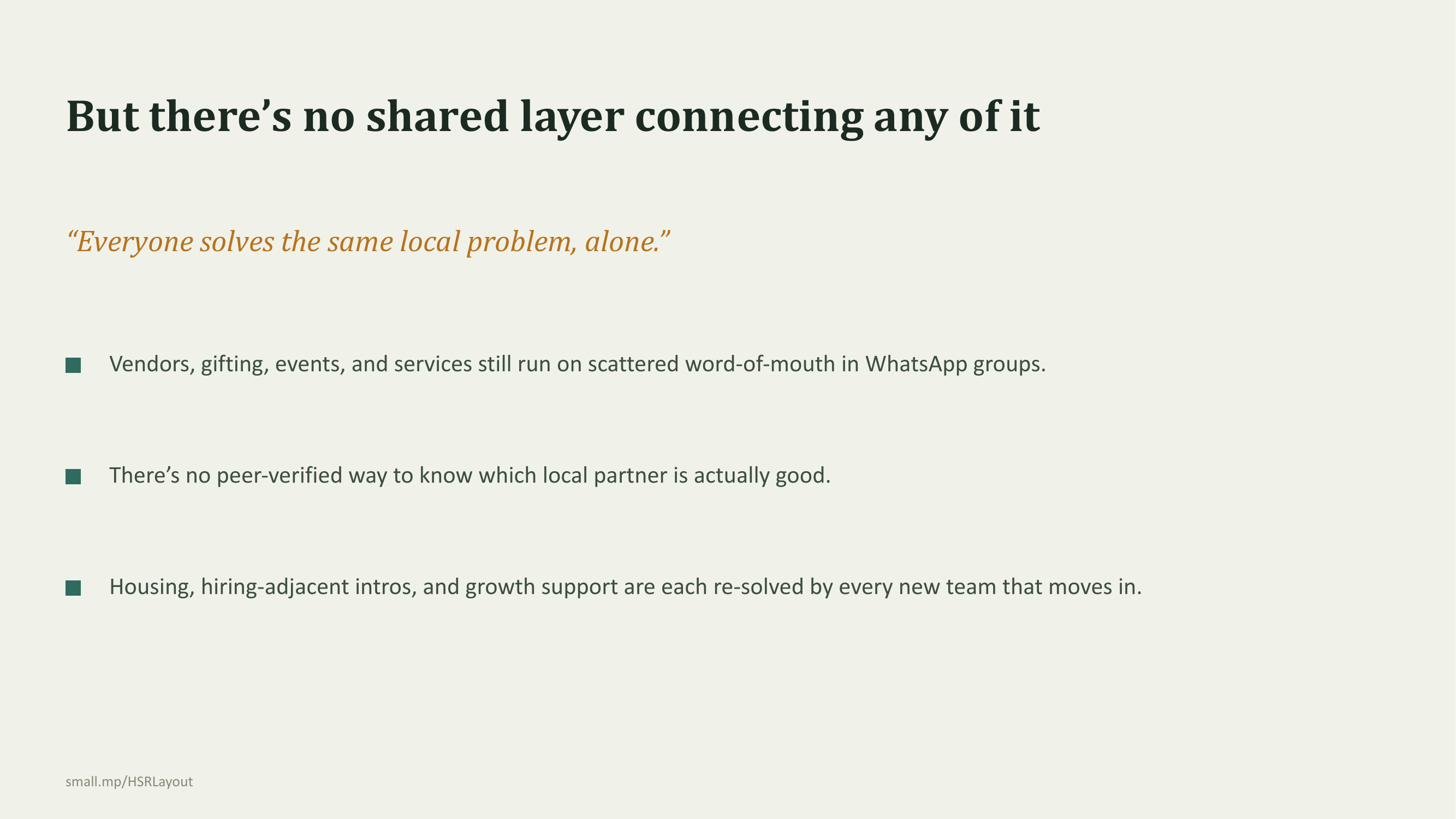 But there’s no shared layer connecting any of it